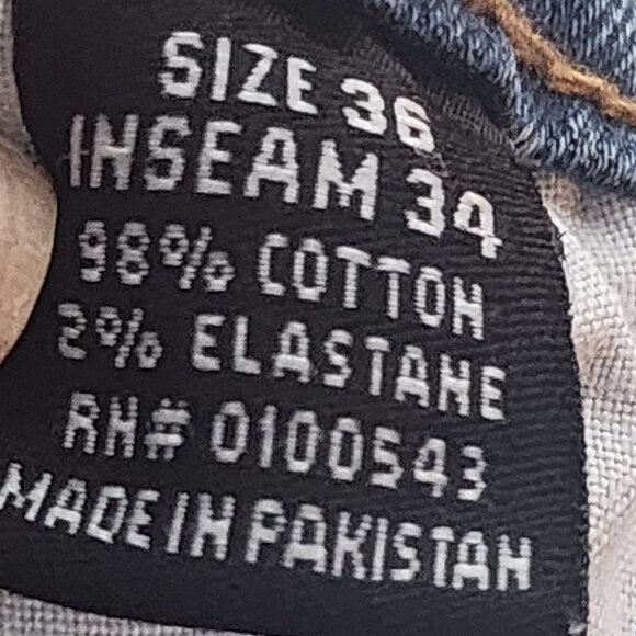 AHP Another Hype Piece Blue Denim Distressed Acid Wash Stretch Skinny Jean 36x34 - Picture 15 of 16